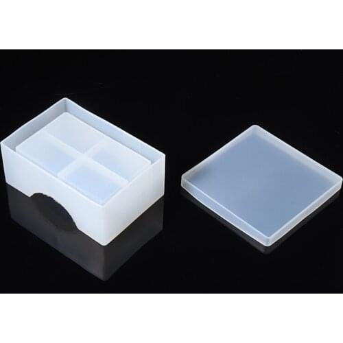 3pcs DIY Crystal Glass Coaster Box Mold Square Coaster Holder Case Silicone Mold Handmade Epoxy Resin Craft Casting Tools