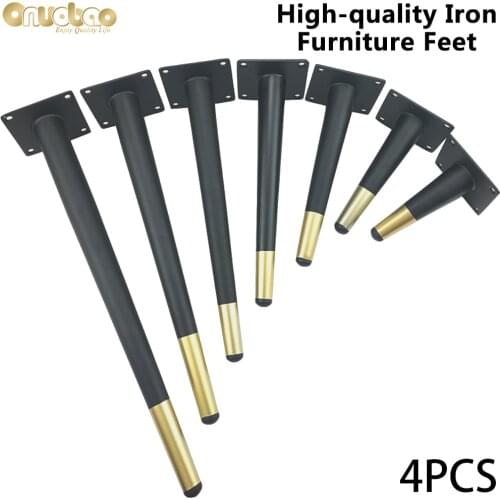 [Onuobao] 4PCS Wrought Iron Cone Furniture Legs High Strength Sofa Leg Kitchen Cabinet Table Leg Furniture Feet 12-30cm