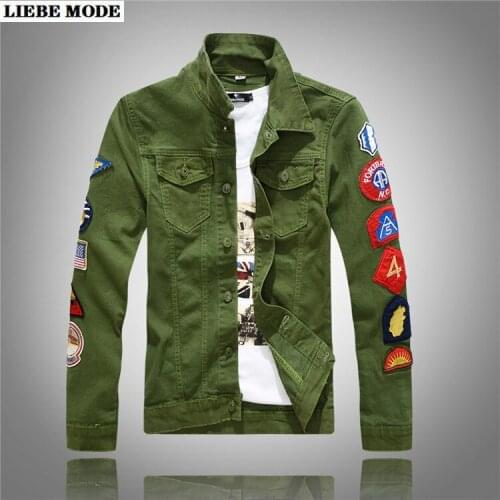 Spring Autumn Streetwear Denim Jacket Men Hip Hop Patch Lapel Single Breasted Jean Jacket Men Slim Fit Cotton Jackets and Coats