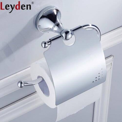 Leyden Chrome Brass Wall Mounted Toilet Paper Holder With Waterproof Cover Tissue Holder Roll Paper Holder Bathroom Accessories
