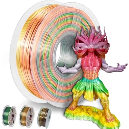 3D Printer PLA Silk Rainbow Filament 1.75mm 1kg/500g/250g Sublimation 3D Printing Materials Shine Silky Texture Peacock Color