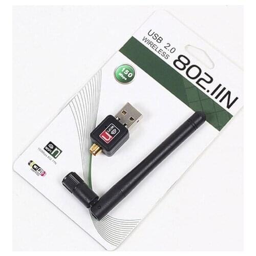 Mini 150Mbps USB WiFi Wireless Adapters Network Networking Card LAN Adapter With 2dbi Antenna For Computer Accessories 100pcs/lo