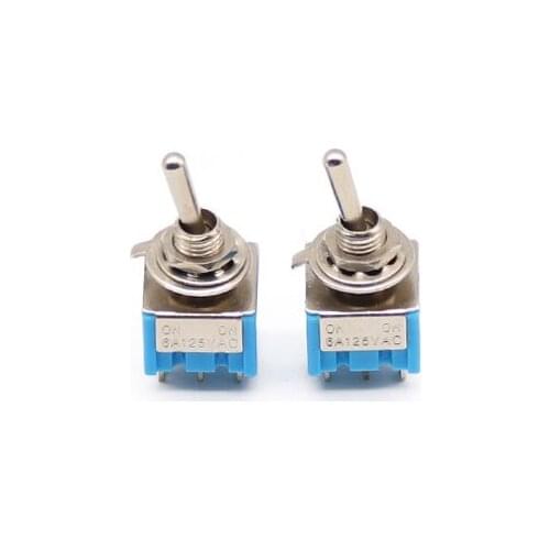 10PCS Mini MTS202 Light Blue Toggle Switch DPDT Double Pole Double Throw 2 Positions ON-ON 250V 3A 125V 6A MTS-202 DL