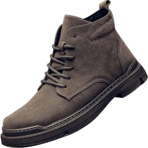 New Spring Autumn Winter Low Cut British Style Mens Boots Anti Odor Height Increasing Shoes Round Toe Casual Solid Martin Boots