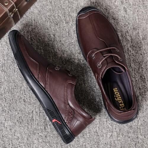 Men Lightweight Genuine Leather Comfortable Non-slip Men Oxford Waterproof Casual Shoes For Men Comfortable Work Sneakers