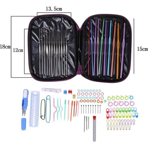 100-Piece Knitting Tool Set Aluminum Crochet Hooks Set Yarn Knitting Needles Sewing Tools Kit Easy To Carry Home Textile Product