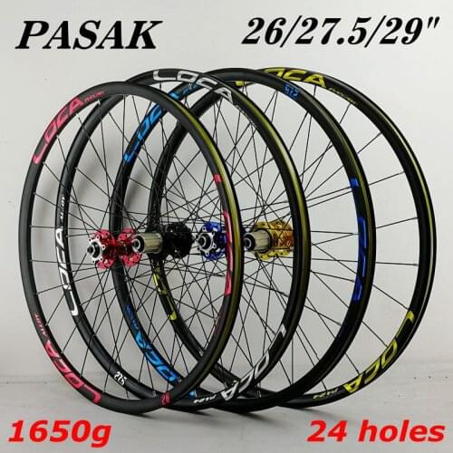PASAK MTB bicycle wheel 4 bearing disc brake 26/27.5/29-inch mountain bike wheel set 6 jaw clip with ultralight wheel 1650g