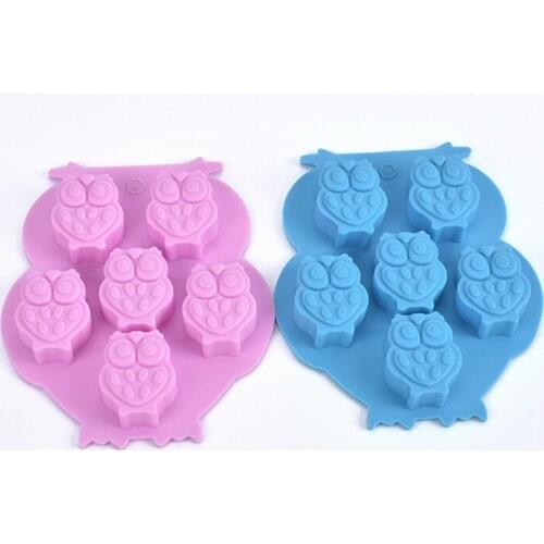 New Bakeware Cake Tools 6 Cups Cake Cookie Icecream Sweet 3D Animal Owl Shape Chocolate Silicone Mold 1PCS