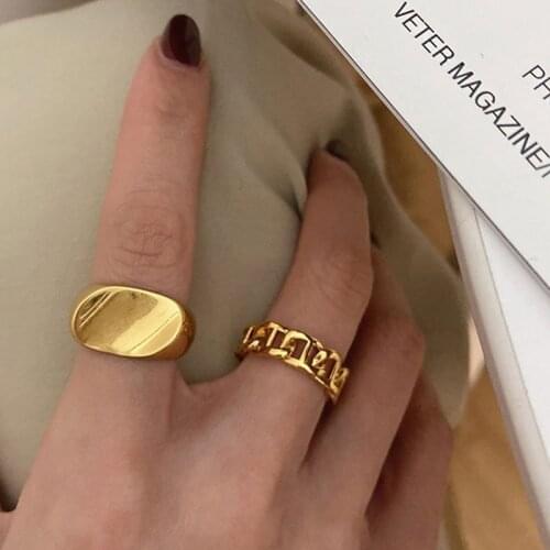 Origin Summer Unique Design Pig Nose Chain Ring for Women Girls Gold Color Metal Open Oval Adjustable Index Finger Ring Jewelry