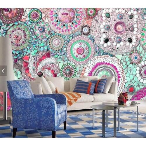 Custom papel de parede 3d, European retro bohemian jade mural for living room bedroom dining room background wallpaper