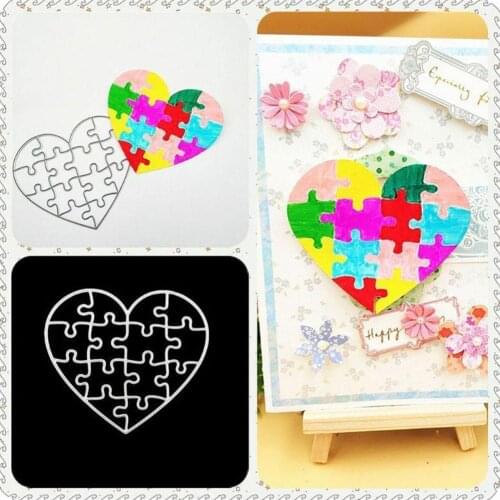 Rectangle Heart Metal Cutting Dies Stencil Fun Puzzle Craft Cut Die Scrapbook DIY Handmade Album Paper Cards Decor Dies