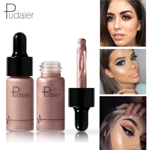 Pudaier Liquid Highlighter Cream 12 colors Shimmer Shine Lips Face Brighten Dark Skin Contour Bronzer Liquid Foundation Make Up
