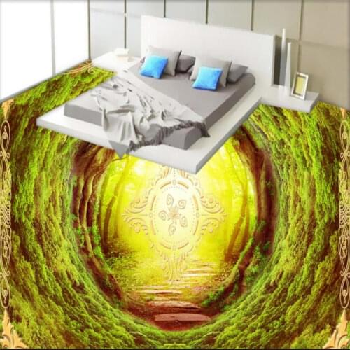 Hollow tunnel fashion 3d floor tiles custom bathroom vinyl flooring waterproof self-adhesive 3d floor wallpaper