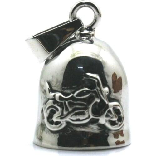 Retail Mens Boys 316L Stainlesss Steel Classic Polishing Motorcycle Jingle Bell Pendant