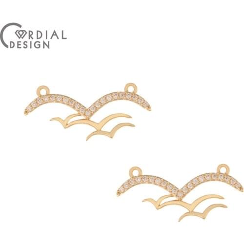 Cordial Design 50Pcs 13*28MM Jewelry Accessories/Hand Made/Birds Shape/CZ Charms/DIY Parts/Pendant For Necklaces/Jewelry Making