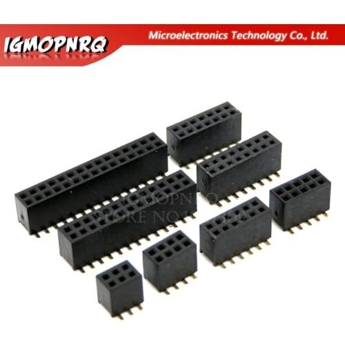 SMT 1.27mm 1.27 Double Row Female Breakaway PCB Board Pin Header socket Connector Pinheader 2*5 2*10 2*12 2*15 2*20 2* 3-50P SMD