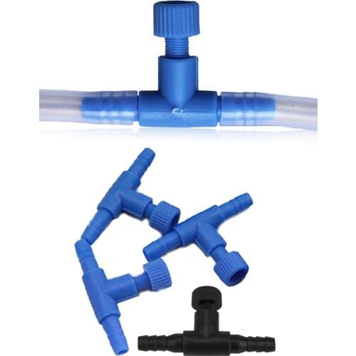 T-Shape Aquarium Airline Tubing Pipe Tube Adjustable Connector Pump Flow Control s Switch Tap Hose Trachea 4.0mm Air Tube