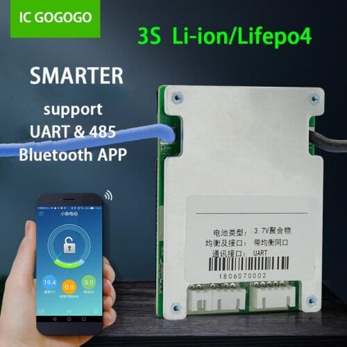 Smart BMS 3S Lithium Battery Protection Board UART Communication Bluetooth APP Phone Monitor li-ion 12V 60A 80A Balance for JBD