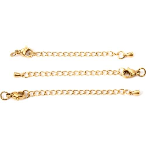 ASON 10pcs/lots Extension Tail Chain 5mm Lobster Clasps Connector Stainless Steel For Bracelet Necklace DIY Jewelry Accessory