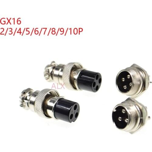 1SETS GX16-2/3/4/5/6/7 16mm Diameter aviation plug socket Circular connector GX16 2PIN 3PIN 4PIN 5PIN Male & Female connectors