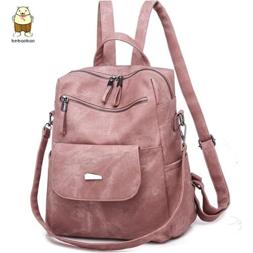 Beibaobao Travel Backpacks For School Teenagers Girls Back Pack Women Leather Backpack Women Shoulder Bag Vintage Bagpack