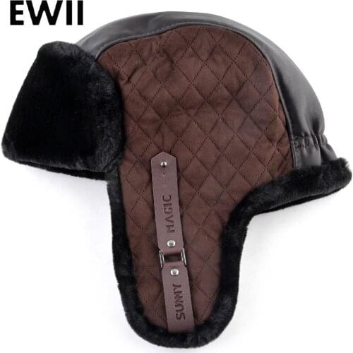 Winter bomber hats earflaps faux leather thick warm caps men russian windproof cap women fashion ski hat gorro invierno