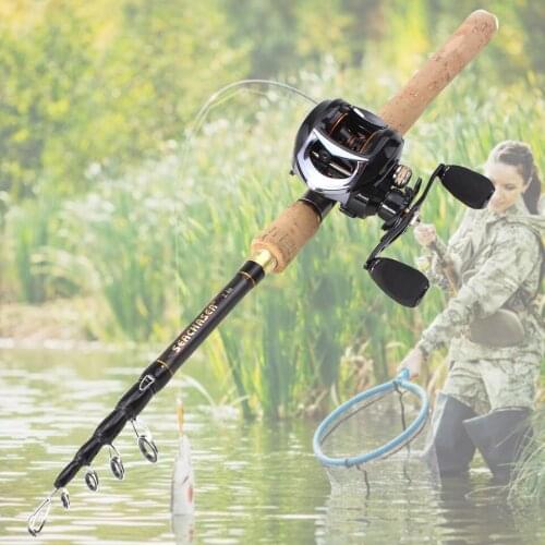 1.8M 2.1M 2.4M 2.7M Carbon Rod M power lure 7g -28g Portable Telescopic Casting Rod Casting Reels Set carp Trout Rod