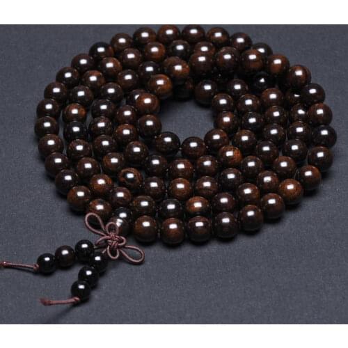 10Strands 6mm 8mm Natural Black Sandal Wooden Bracelets Buddhist 108 Prayer Beads Mala Free Shipping