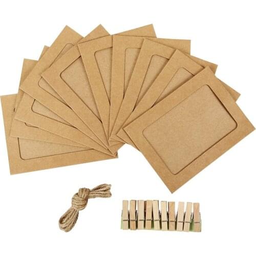 10Pcs 3Inch Paper Photo Flim DIY Wall Picture Hanging Frame Album+Rope+Clips Set Gift Decoration Event Decor Album Photo Props