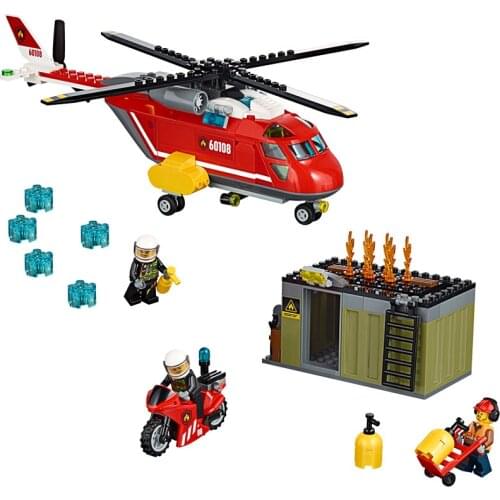 10829 City Police Fire Series 60108 Fire Fighting Helicopter Combination Boy Assembled Building Block Toy Gifts