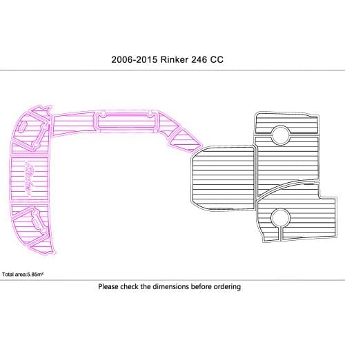 2006-2015 Rinker 246 CC Cockpit swimming platform EVA FAUX Teak Decking Non-slip mat