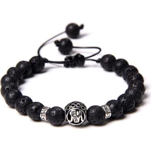 26 Letter Id Charm Natural Lava Stone Bead Bracelets Adjustable Rope Braided Bracelet For Women Men Couple Love Friendship Gift