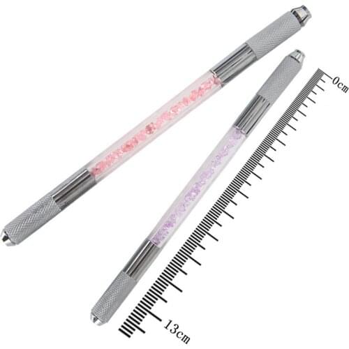 30pcs Permanent Makeup Eyebrow Pen Microblading Crystal Pen for 3D Eyebrow Lip Embroidery Machine Manual Tattoo Tool Double Head
