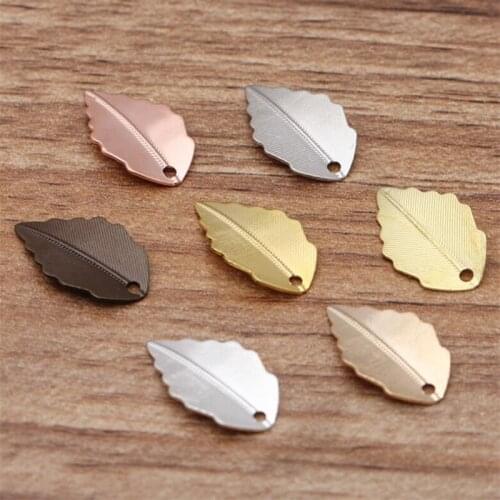 50pcs 10x17MM Metal Leaf Charms DIY Jewelry Vintage Bracelet Necklace Pendant Charms Brass Material Findings Making