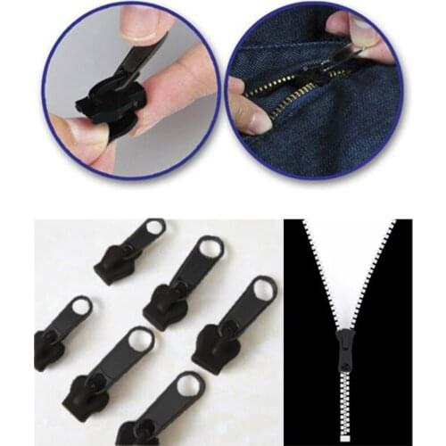 6pcs Plastic Fix A Zipper Zip Slider Replacement Fixer Clothes Bags Instant Repair Tool