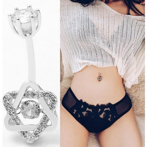 925 Sterling Silver Belly Button Rings for Women 14G Belly Rings Cubic Zirconia Body Jewelry Curved Barbells Navel Rings