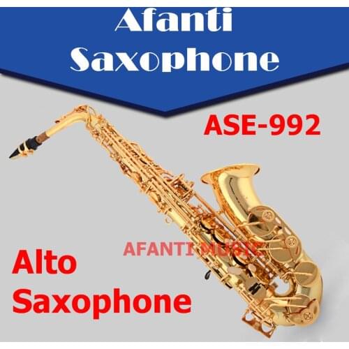 Afanti Music Eb Brass body Gold Lacquer Alto Saxophone (ASE-992)