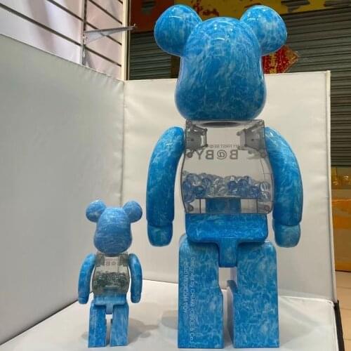 Bearbricklys 70cm 1000% Blue Water Ripple Pvc Action Figures Blocks Bear Dolls Decoration Models Friends Toys Christmas Gifts