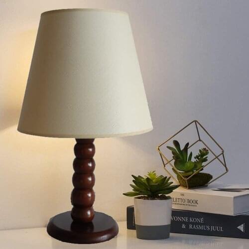 Decorative Design Wooden Lampshade Table Lamp Cream Tapered Header Coffee Body