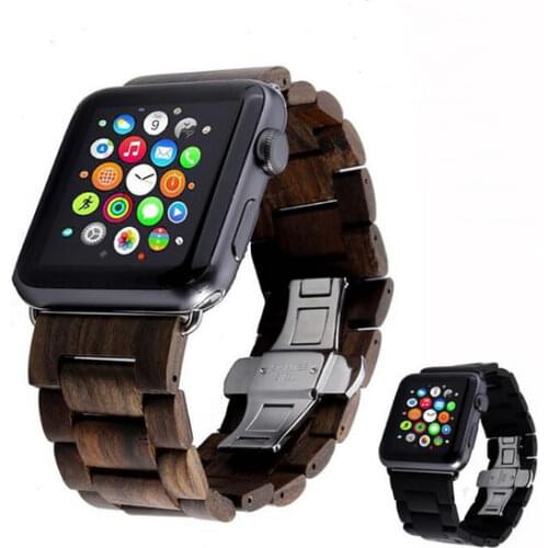 Wood Watchbands For Apple Watch Seires 4 44mm Watch Band Real Wood Handmade Wrist Bracelet For Apple iWatch Series2 3 Strap 42mm