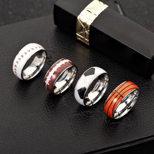 Football Basketball Baseball Rugby Titanium Steel Ring Mens Womens Sporting Rings Jewelry