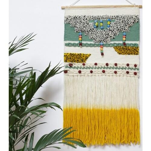 Pure Handmade Wool Woven Tapestry Bohemian Wall Hanging Tapestry Nordic Ins Living Room Wedding Tapestry Wall Bedroom Decoration