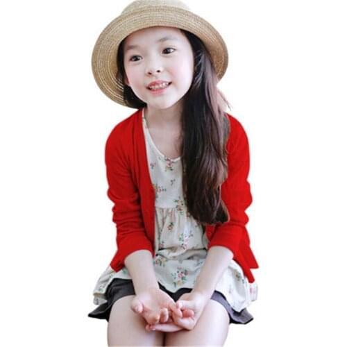 2018 Girls Cardigan Sweaters Spring Summer Solid Color Cotton Baby Girl Sweater Kids Knitted Clothing Cardigan Coats AA1687