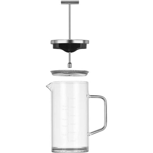 Scaled Thick Bottom Glass French Press Pot Teapot Hand-Made Household Coffee Appliances French Filter Press Coffee Pot