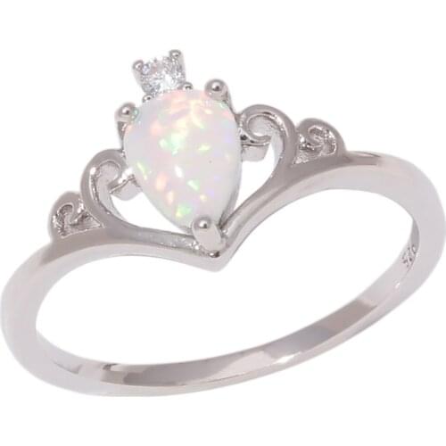 CiNily Created White Fire Opal Cubic Zirconia Silver Plated Wholesale Hot Sell Women Jewelry Ring Size 6-9 OJ9552