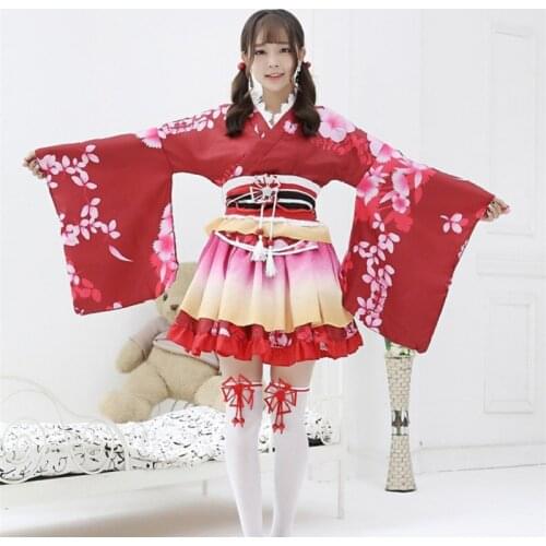 Love Live Maki Nishikino Cosplay Costume red Wig Vintage Japanese Kimono women Yukata Dress Anime Lovelive Festival Costumes