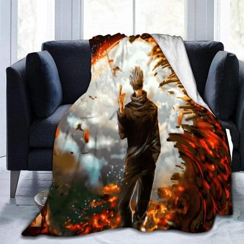 Anime Blankets Lightweight Soft Jujutsu Kaisen Flannel Blanket Plush Kids Adult Cozy Throw Blankets for Couch Bed Sofa Travel