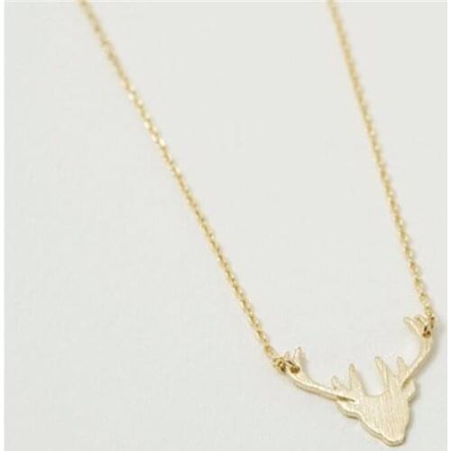 Fashion Deer Head Pendant Antlers Necklaces Three Color Optional