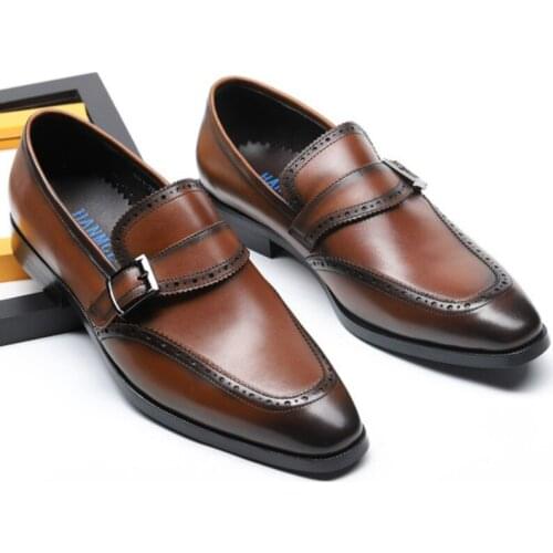 Mens Formal Shoes Luxury Genuine Leather Oxford Shoes for Men Luxury Dress Shoes Slipon Wedding Shoes Leather Brogues Zapatos