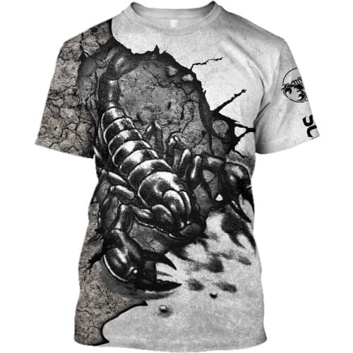 Men Casual Animal 3D Print T-Shirts Scorpio Tattoo Hip-Hop Tshirts Summer Tees Harajuku Punk Wome Unisex Short Sleeve Tops 1